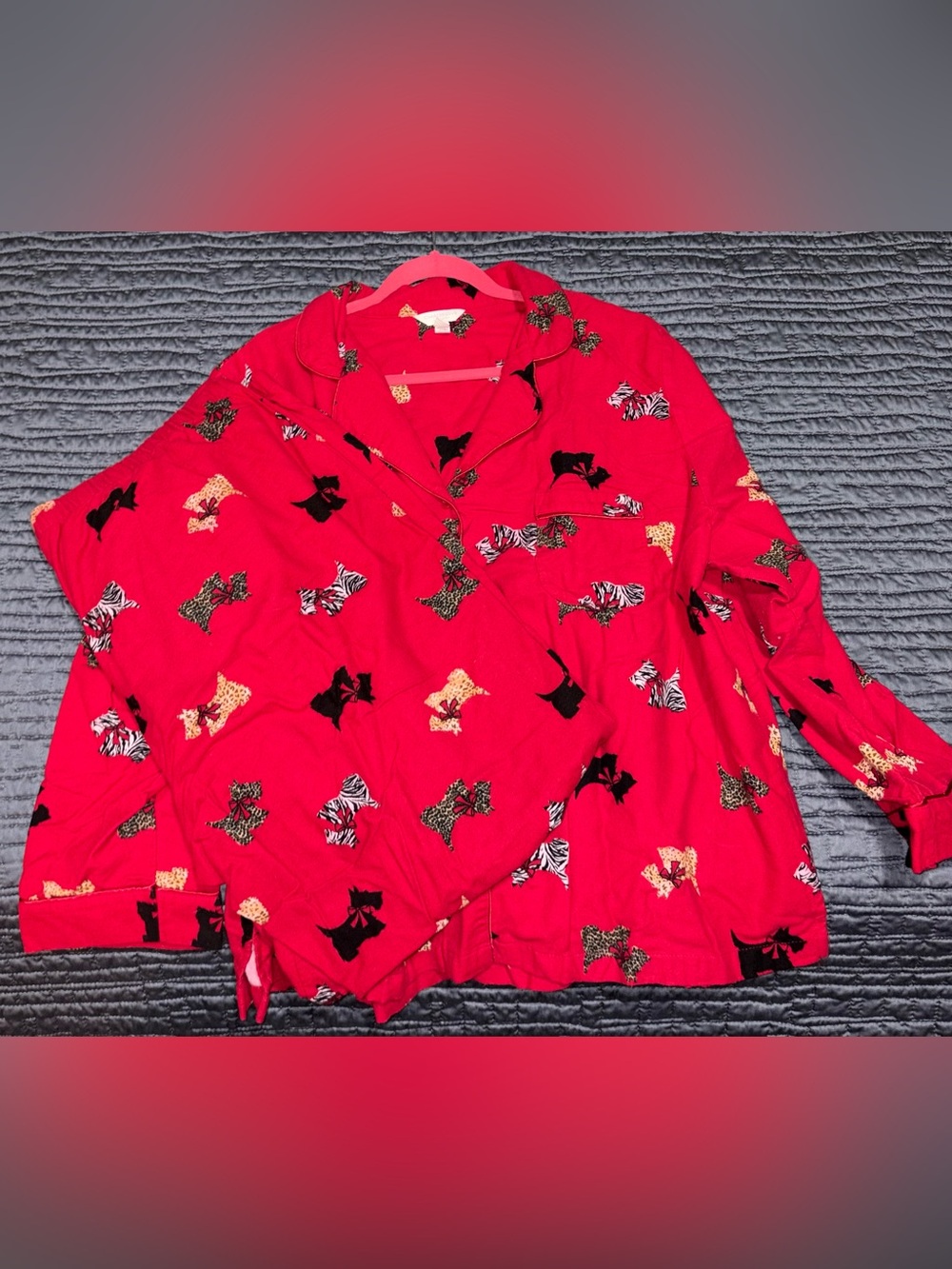Charter Club Women's 2-Piece Cotton Flannel Red Scottie Print Pajama Set